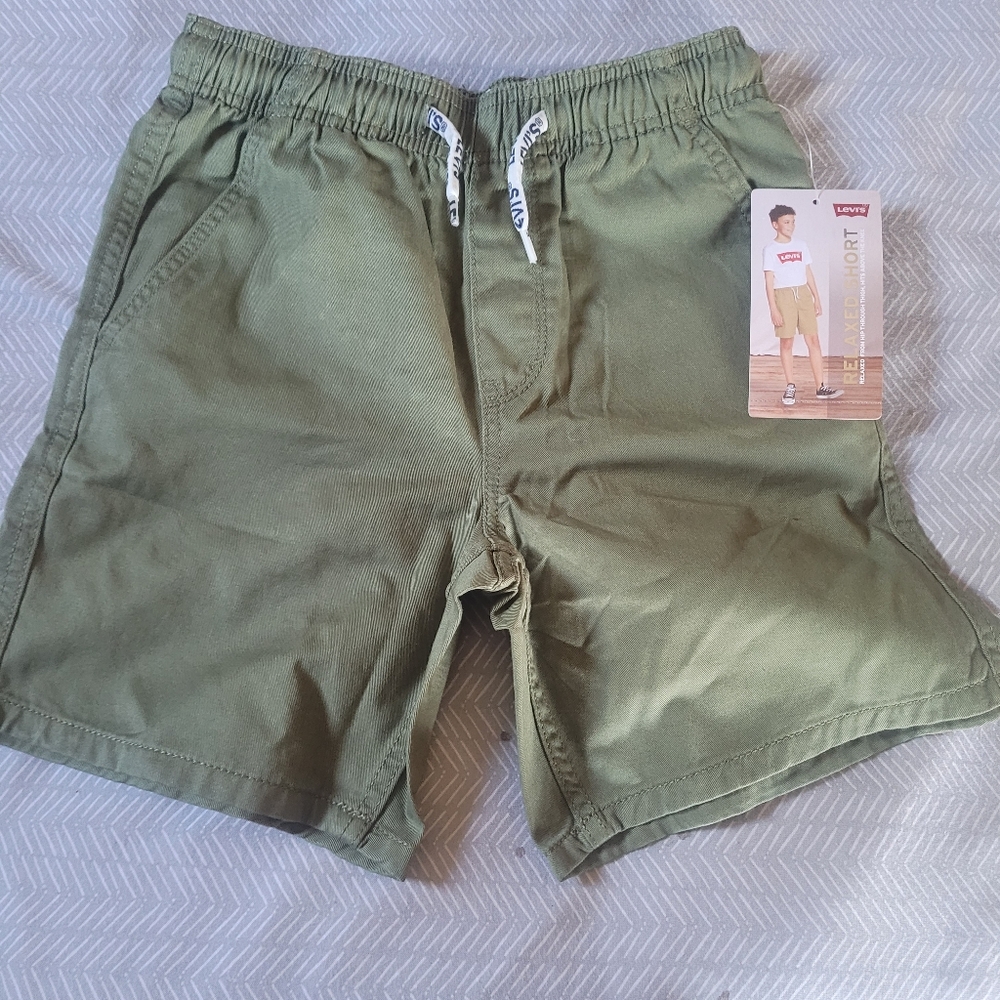 Levi's Relaxed Shorts Green Cotton Twill Drawstring Kids New Size Small